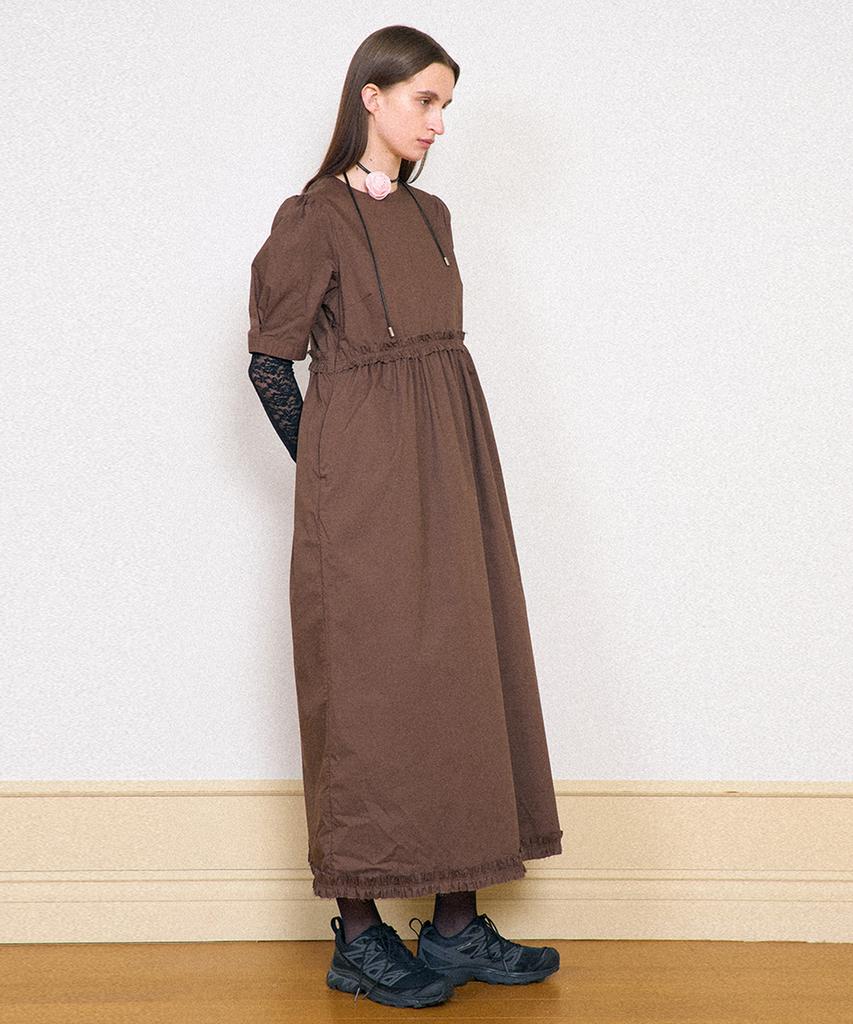 PARTIMENTO WOMEN Puff Sleeve Maxi Dress_Brown