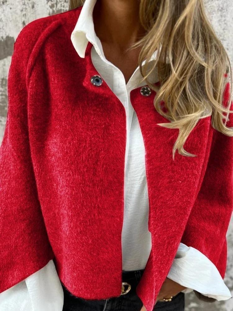 Lockerer Langarm-Kaschmir-Mantel Herbst Winter Jacke