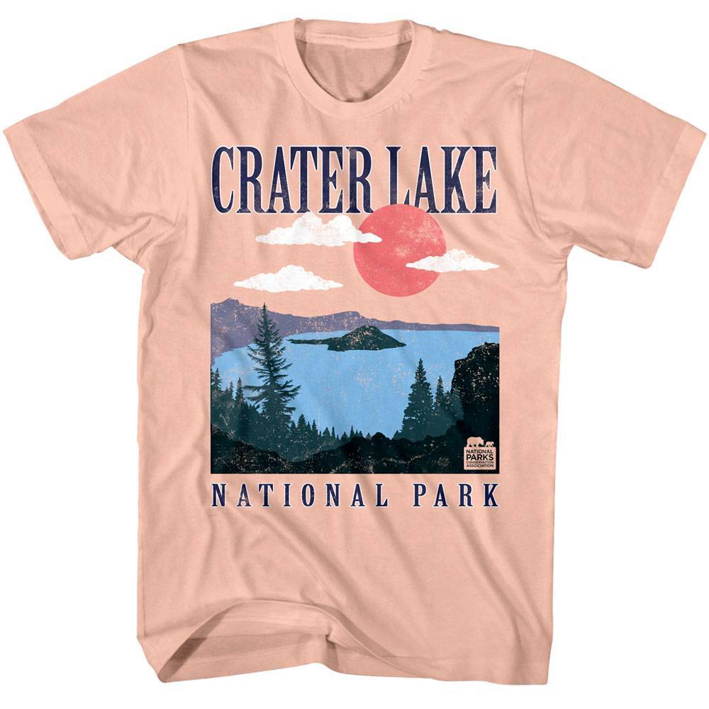 Crater Lake Sunset Men T Shirt Mount Mazama Wizard Island Cascade Mountains L