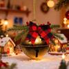Christmas Gold Bell Ornament Metal Christmas Tree Large Jingle Bell Classic Hangable Pendant For Window Staircase Wall