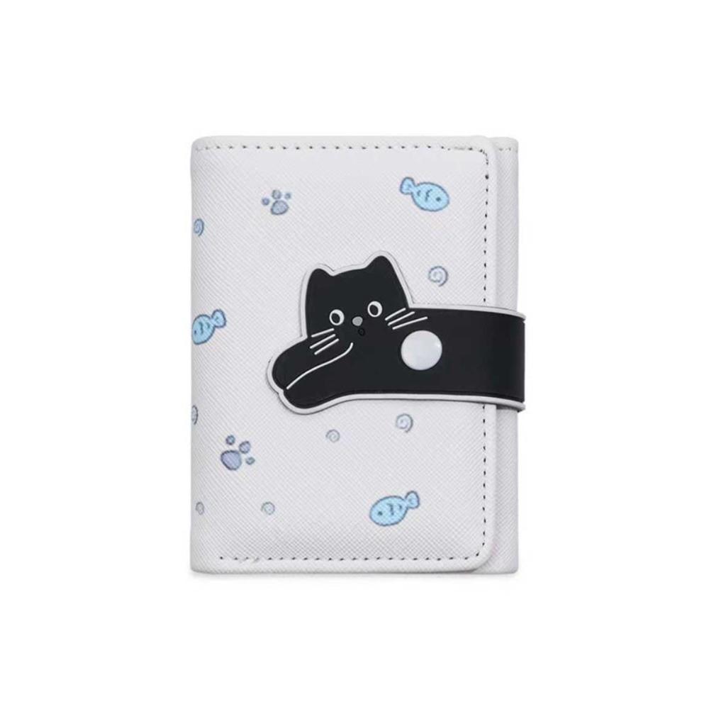 Portable Cartoon Cat ID Card Holder Anti-demagnetization Tri-fold Short Wallet Women Wallets