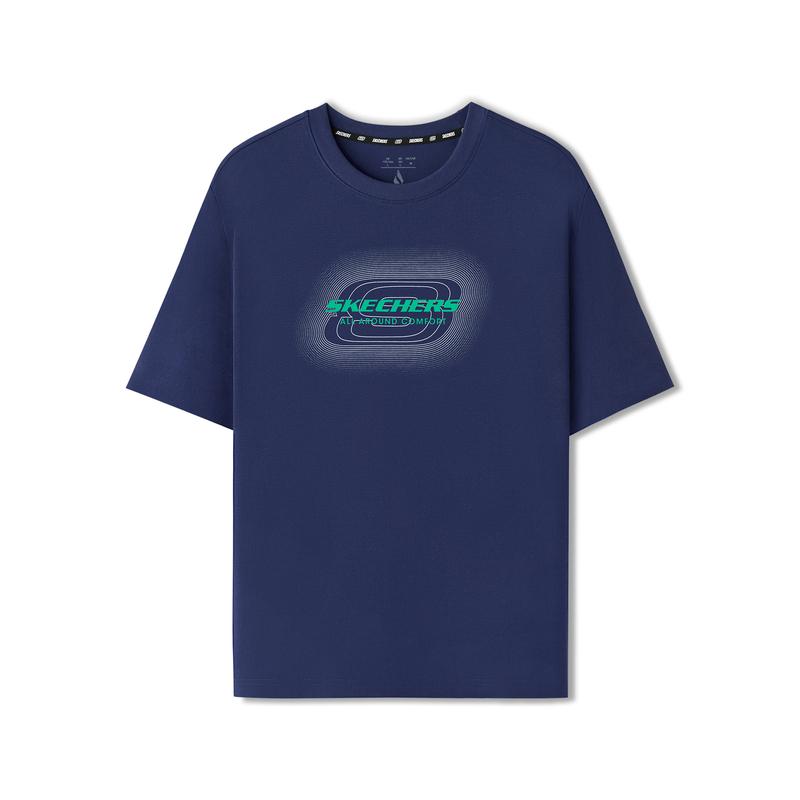 Skechers Solid Color Knitted Breathable Short Sleeve T-Shirt Unisex tops L126U040-00DU M