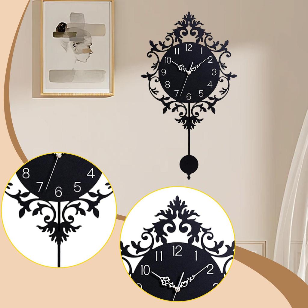 Wall Hanging Clock with Pendulum Silent European Style Stylish Acrylic Modern Decorative Clock for Study Bedroom Home Decor