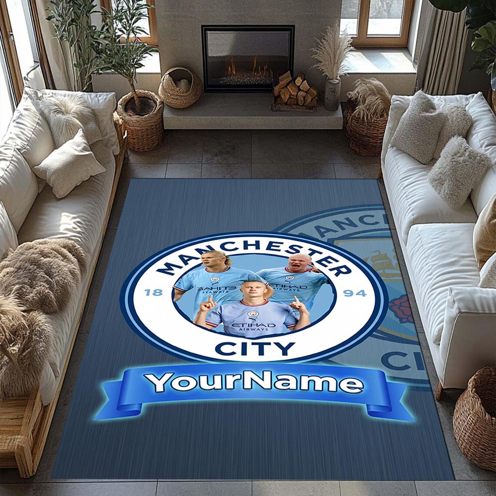 Manchester City Customizable Name Floor Rug Office Rug Suitable for Kitchen Balcony Study room Living Rooms Anti-slip Rug Decorate Offices