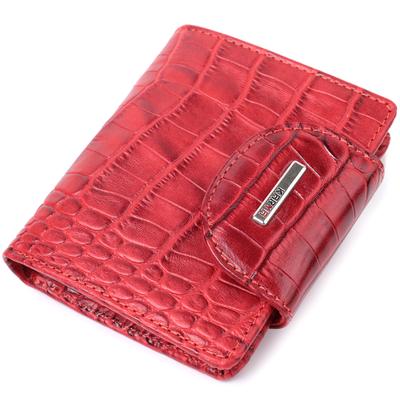 KARYA Wallet 22819 Dokulu Doğal Deri Küçük Kadın Cüzdanı Kırmızı