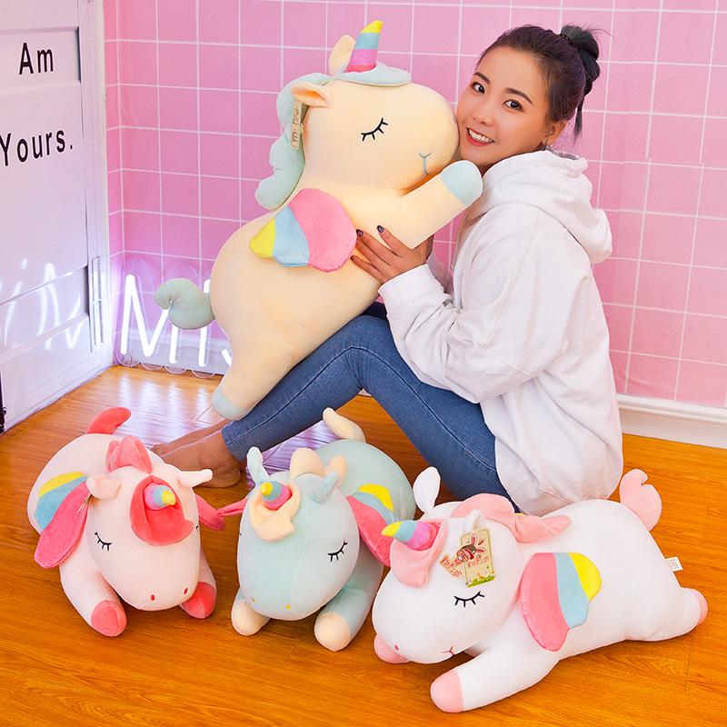 Rainbow Angel Unicorn Doll Plush Toy Large Throw Pillow Sleeping Doll Super Soft Ragdoll Birthday Gift