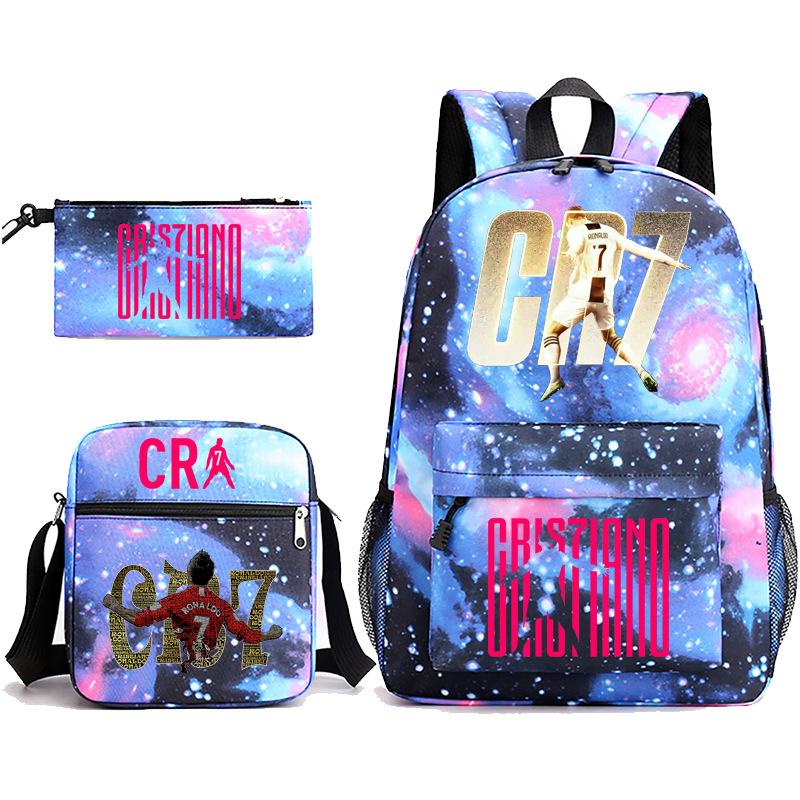 2023C Luo Surrounding Character Printed Backpack Three-piece Student School Bag + Shoulder Bag + Pencil Case Set