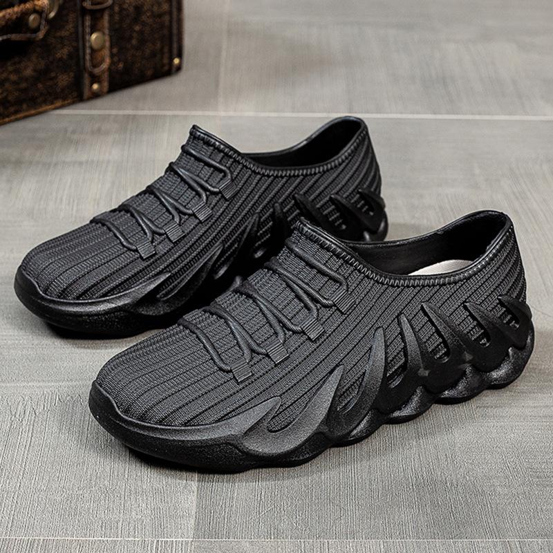 

Новый модный тренд дождевые туфли мужские короткие голенища верхняя одежда нескользящая водная обувь пара взрослые резиновые сапоги водонепроницаемая клеевая обувь 36 чёрный