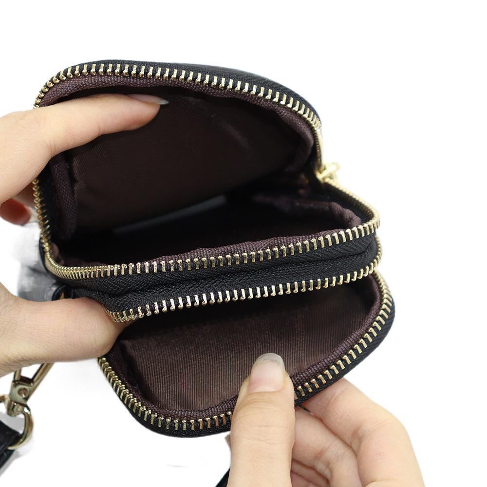 2025 Women's Genuine Leather Phone Bag: Korean Style, Double Zipper, Vertical Shoulder Square Bag