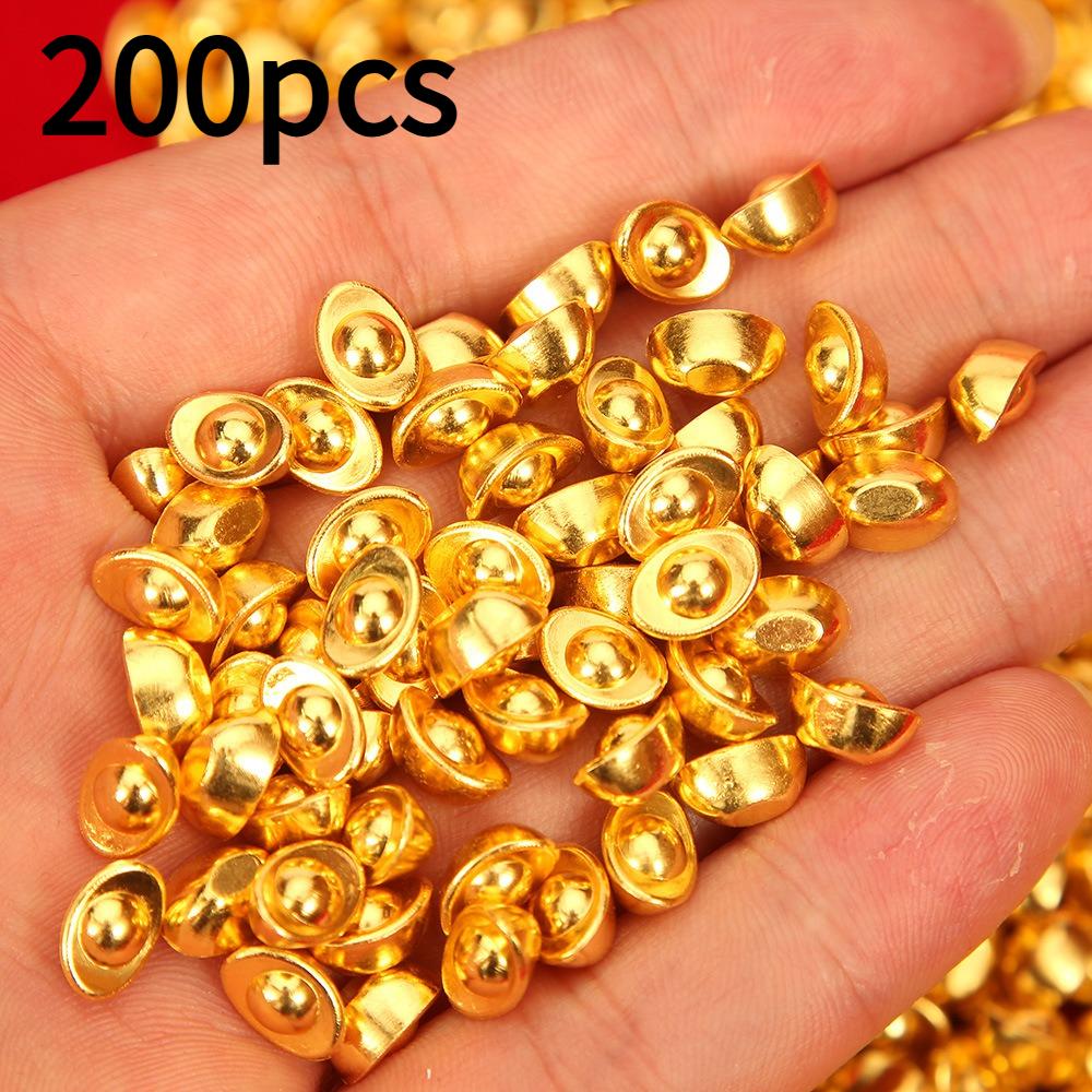 50/200ks Zlaté ingoty ze slitiny, Ozdoby pro přilákání bohatství, Hrnky pokladů, Dárky na kolaudaci, Otevření domu