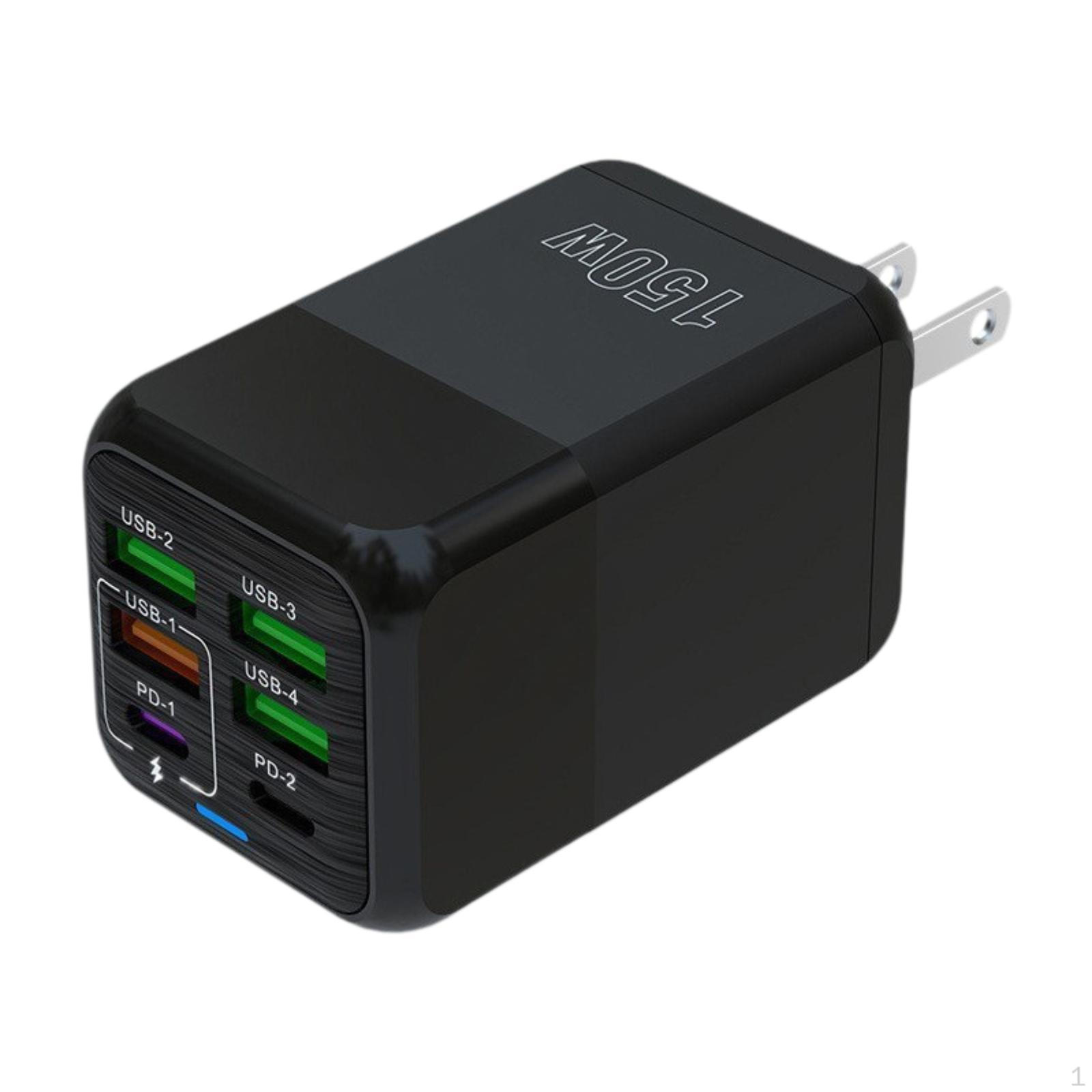 

USB C Charging Block 4 2 PD 150W for Travel Multiple Devices Smartphone чорний
