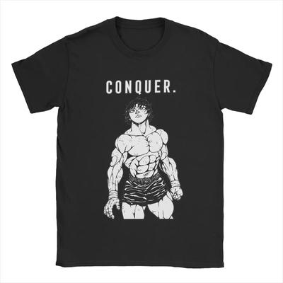 Summer Harajuku Custom Men's T-Shirt Baki Hanma Conquer Funny Cotton Shirt Short Sleeve Anime T Shirts Round Collar Tops  5XL