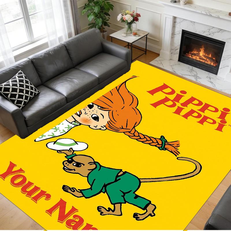 Crystal Velvet Rug Custom Name Text, Soft Non Slip Floor Mat Home DecorPippi Longstocking