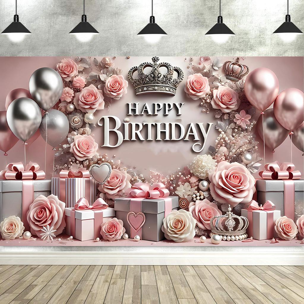 Dewprint Happy Birthday Backdrop Banner for Women Party Decorations Photoshoot Photography Background Curtains Screen Props