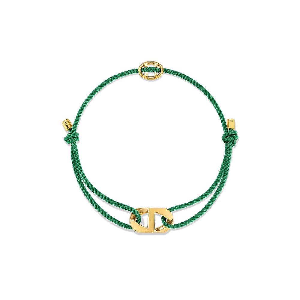 Eritre Silver (Y) Curve Emblem String Bracelet Green Hl5B14526Y9235