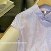 2025 summer summer top acetate purple improved cheongsam top women's short-sleeved shirt