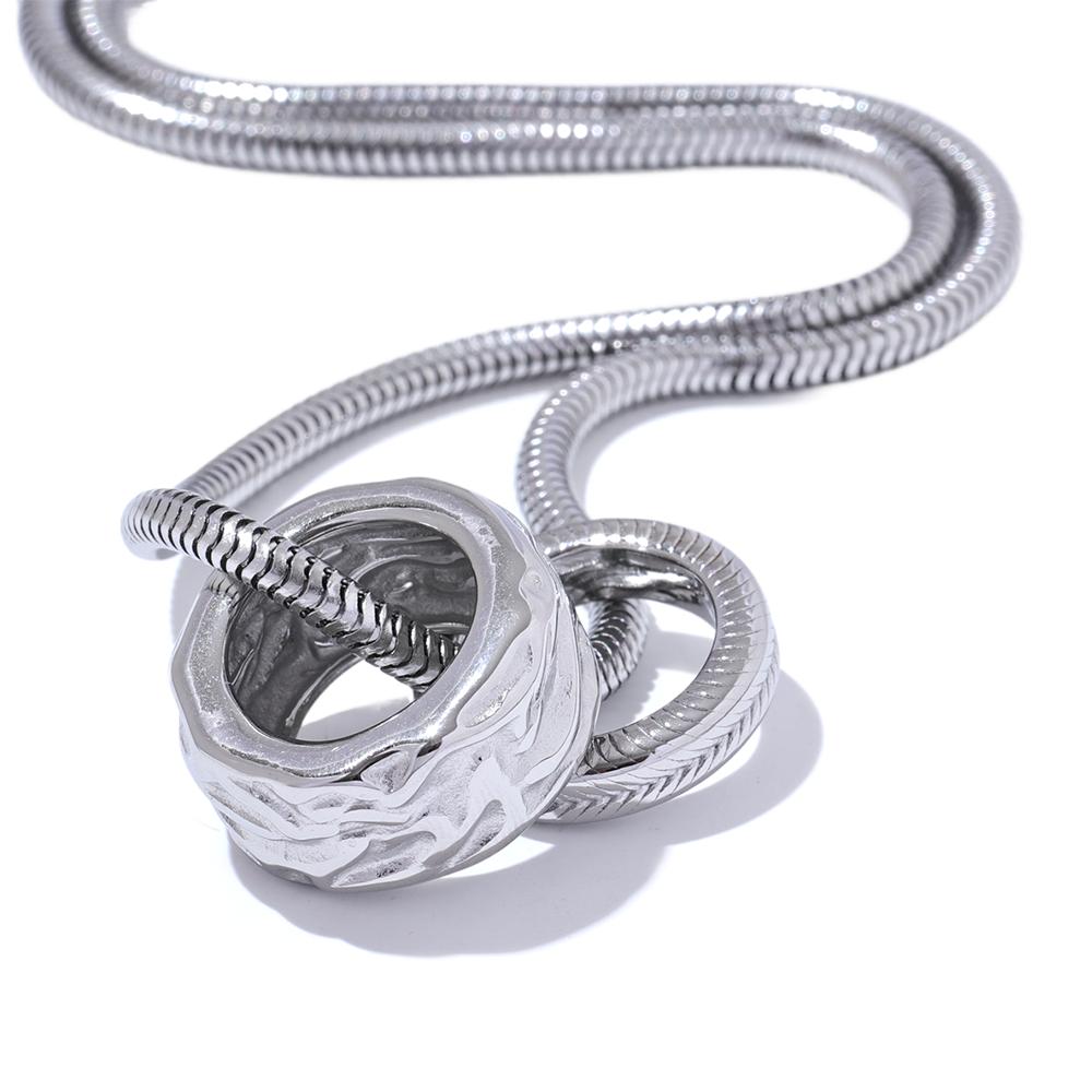 

Yhpup Valentine s Day Gift Stainless Steel Double Round Ring Pendant Lucky Wish Fashion Necklace Waterproof Jewelry Unisex
