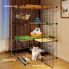 3 Tiers Indoor Cat Enclosures W/ Hammock & Bed Cat Wire Kennel Crate Kitten Playpen Cage Large Exercise Place Ideal for 1-3Cats