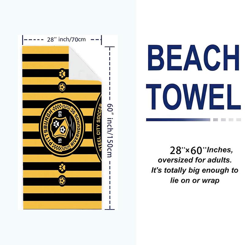 Pittsburgh Riverhounds Print Beach Towel, Large Soft Quick Dry Towel for Beach Camping Swimming