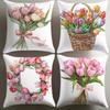 Tulip Bouquet On PillowcaseSuitable for Sofa Car Bedroom Decorative Cushion Cover Pillow Cover