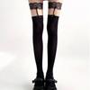 Long Tube Half-Cut Knee Socks Women'S Horse Oil Gloss Stockings Ultra-Thin 0D Lace Leg Ring Suspender Socks Anti-Hook Thigh Socks