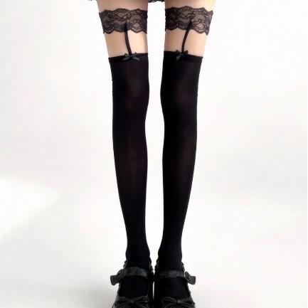 Long Tube Half-Cut Knee Socks Women'S Horse Oil Gloss Stockings Ultra-Thin 0D Lace Leg Ring Suspender Socks Anti-Hook Thigh Socks