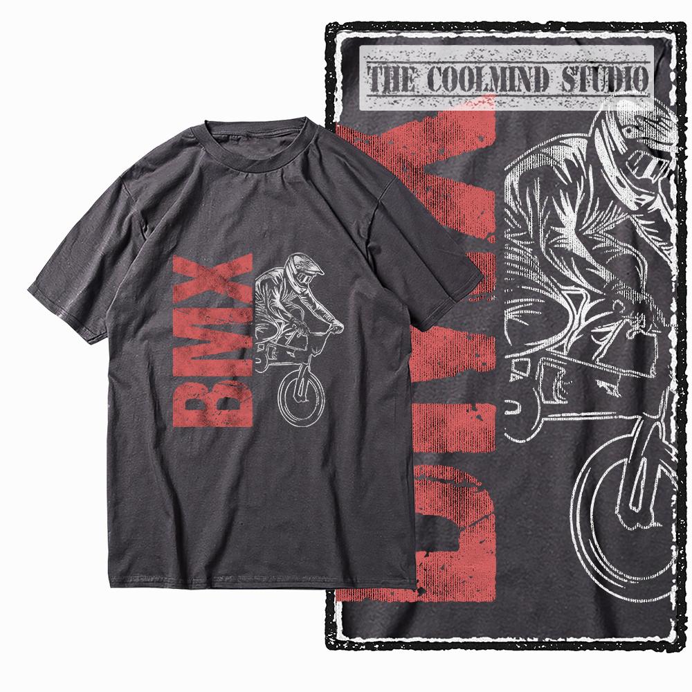 Coolmind Z1119 R 100% Cotton bMX  Graphic Men T Shirt Cotton Streetwear Retro Tshirt for Men Tee Shirt