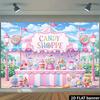 2D Flat Banner - Candy Store Theme Party Background Fabric Perfect for Indoor or Outdoor Celebrations
