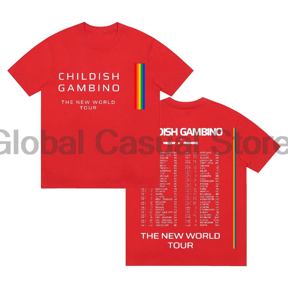 Childish Gambino The New World Tour 2024 TShirt Donald Glover Rapper Short Sleeve Cotton Tee Women Unisex Streetwear Tops S