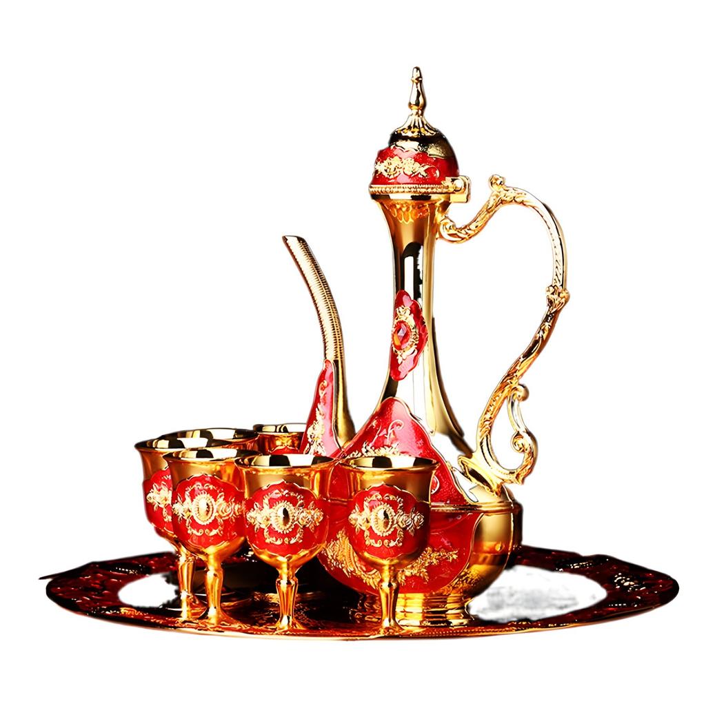 Metal Handicraft Wine Glass European Small Rose Pattern Creative Baijiu Set Wine Set European Wine Jug Set