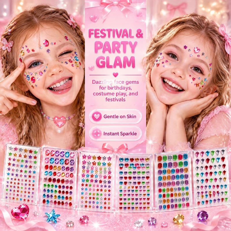 1Sheet Self Adhesive Rhinestone Jewelry Stickers On Face Gem Stickers Crystal Crafts Nail Body Makeup Card Making Craft Supplies