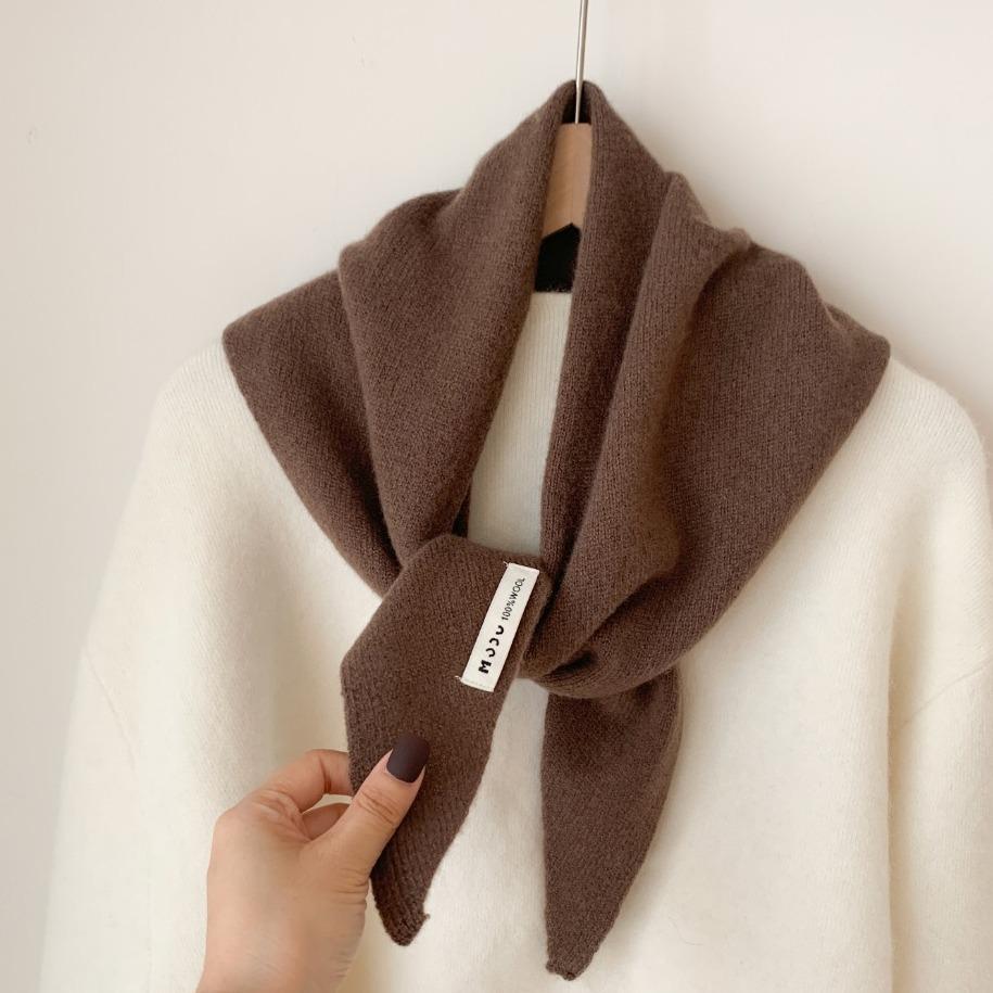 Wool Knitted Triangle Scarf Shawl Women'S Autumn And Winter Thermal Headscarf Multi-Functional Thermal Versatile Small Scarf Women