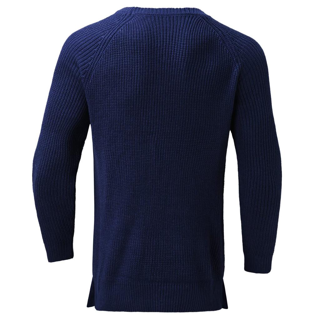 Men's Solid-color Long-sleeved Round-neck Pullover, Knitted Sweater, Men's Striped Sweater