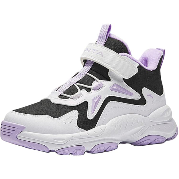 Anta Kids Comfortable Shock Absorbing Warm Mid-Top Casual Shoes Kids Casual Shoes White Purple A22446932-8