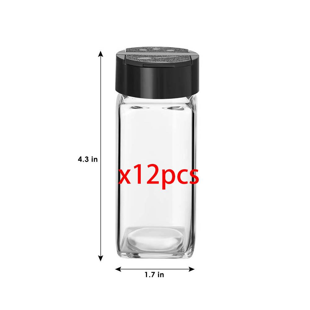 Glass Spice Jars with Labels,4oz Spices Containers Spice Jars with Black Shaker Lids,Empty Containers for Spice, Silicone Funnel