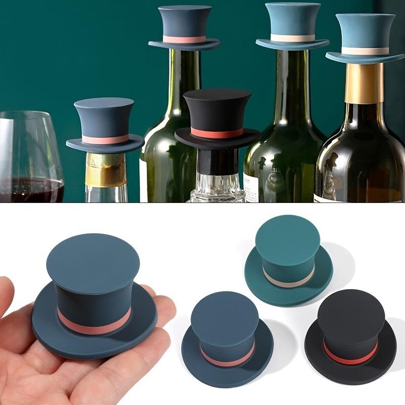 1/3Pcs Magic Hat Silicone Wine Stopper Reusable Dustproof Bottle Seal Corkscrew For Freshness Home Bar Christmas Party Use