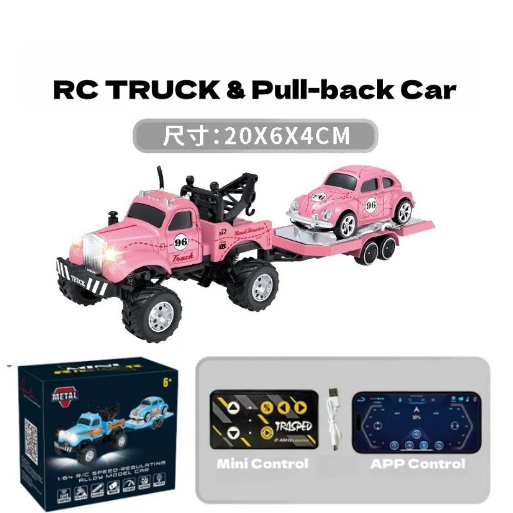 APP1: 64 Mini Alloy Remote Control Truck with Return Power Car Model Male Toy Gift Indoor and Outdoor Toy Car Off road Vehicle T
