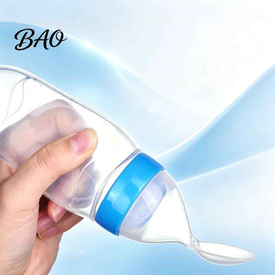 Baby Shower Gift for Newborns Silicone Squeeze Spoon, Single-handed Rice Cereal Bottle with Portable Feeding Utensils Flow Control, Easy Clean