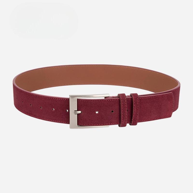 High-end Suede Maillard Wear Wide Belt Women's Niche Decorative Dress Belt Korean Style Genuine Leather Belt