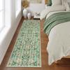 Boho Floral Green Runner Rug Water-Absorbent and Non-Slip Kitchen Mat Hallway Living Room Carpet Home Decoration