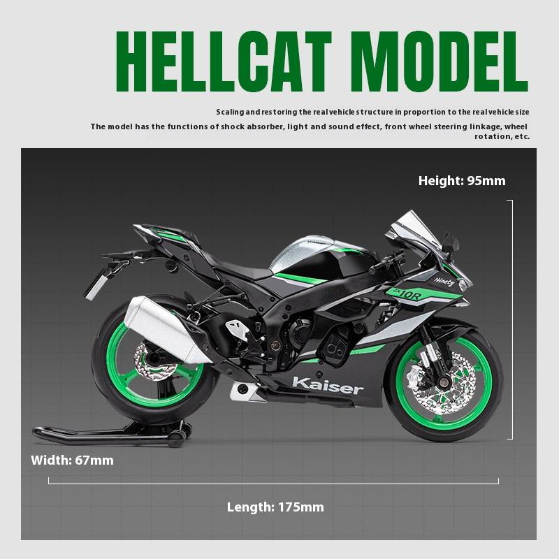 1/12 ZX-10R Locomotive Model Metal Die-cast Sound-Light Shock Absorbing Belt Display Base Ornament Halloween Toys