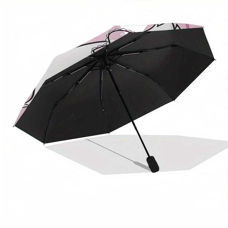 Kitty, Pink Automatic opening and closing folding umbrella with 8-rib frame and compact travel design, perfect for all occasions | Stylish f