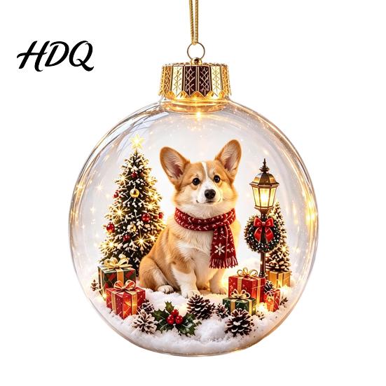 Regalos Únicos de Intercambio Navideño Adorno de Historia Brillante Mini Escena Festiva en Bola con Luz LED Cálida Recuerdos Decoración Colgante de Acrílico Transparente 3D
