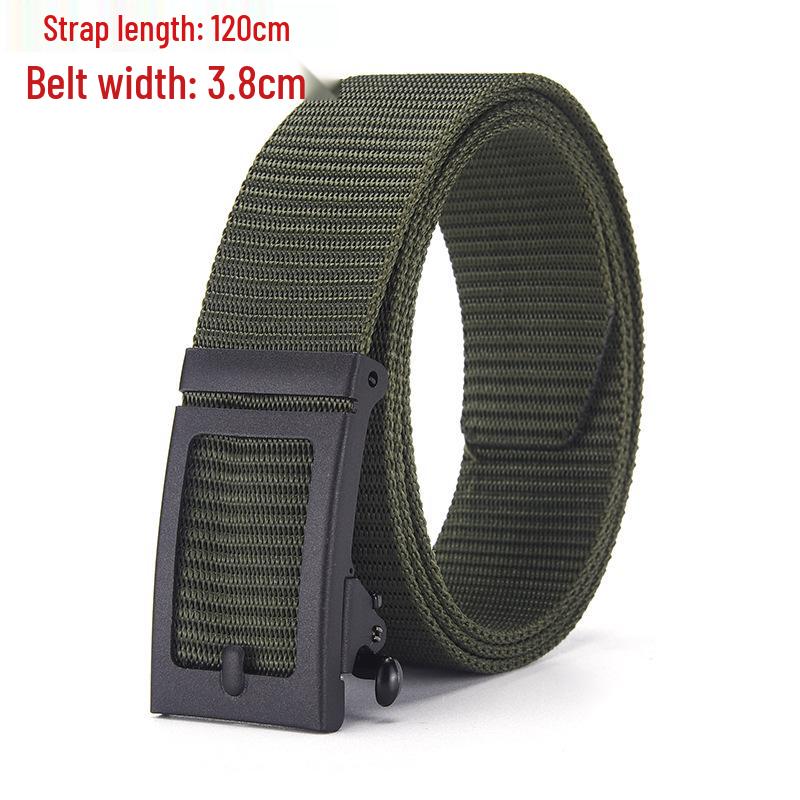 Men's Tactical Canvas & Nylon Woven Belt with Leather Trim - Elastic and High-End Accessory