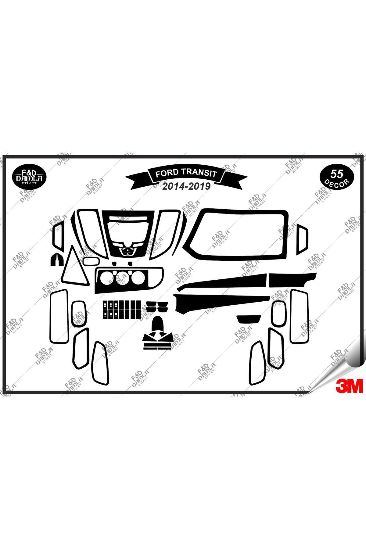 

Ford Transit 2014-2019 Torpido Konsol Trim Göğüs Maun Kaplama Set 55 Parça Siyah