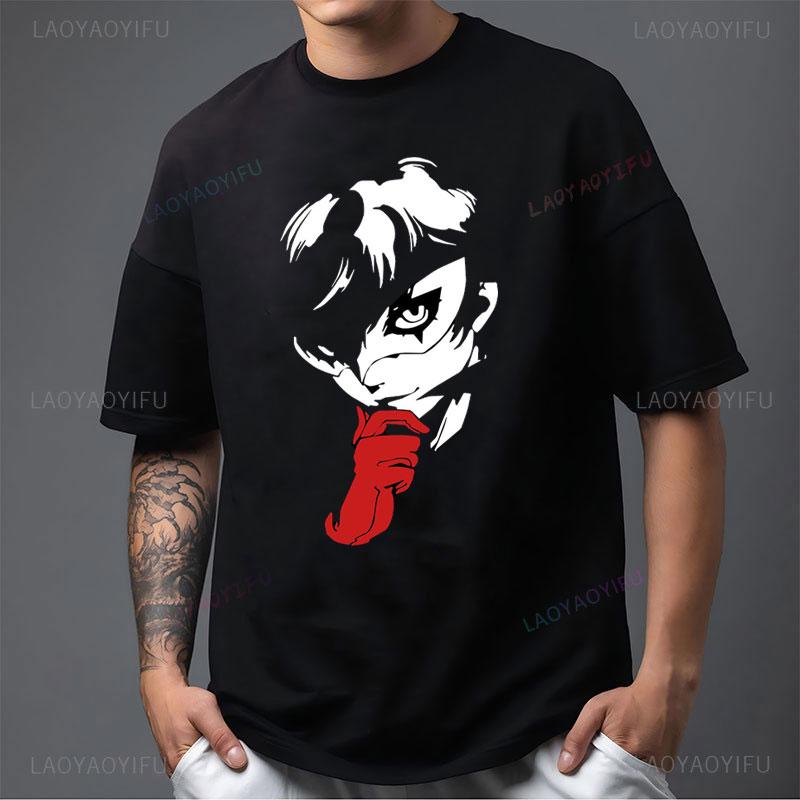 

Persona 5 JOKER Take Your Time Anime Gaming T-shirt Camisa Graphic T Shirts Cotton O-neck Print Tops Streetwear Harajuku Clothes 5XL різнокольоровий