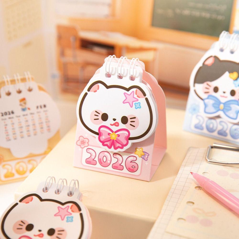 Cartoon Cat 2026 Desk Calendar Mini Schedule Planner Calendar Ornaments  Office Desk Accessories
