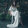 Light wedding dress 1011 new simple off-shoulder forest style bridal marry fishtail French Hepburn travel photo veil