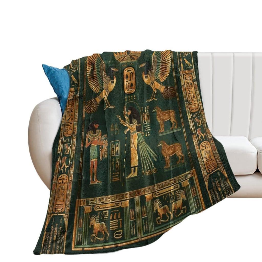 Ancient Egyptian mysterious symbols digital-printed polyester velvet flannel cover blanket Fleece soft cover blankets for beds