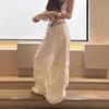 Autumn New High Waist Loose Casual Pockets Straight Jeans Women Wide Leg White Denim Pants Cargo Trousers